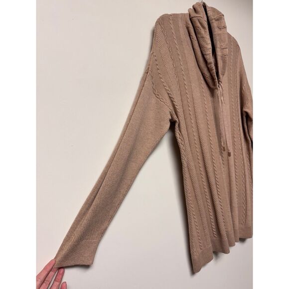 CHICO'S Zenergy Funnel Neck Cable Knit Cashmere/Cotton Blend Sweater, Sz L - Picture 4 of 8